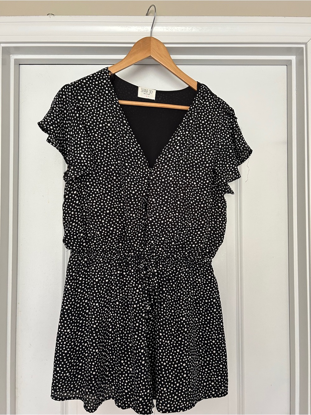 Sienna Sky Black Polka Dot V-Neck Romper
